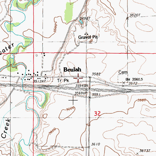 Topographic Map of Beulah Post Office, WY