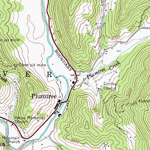 Topographic Map of Plumtree Post Office, NC