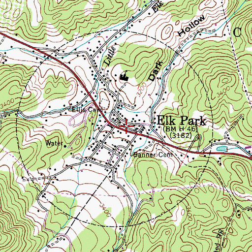Topographic Map of Elk Park Post Office, NC