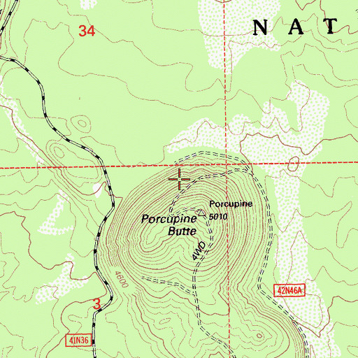 Topographic Map of Porcupine Lava Tube, CA
