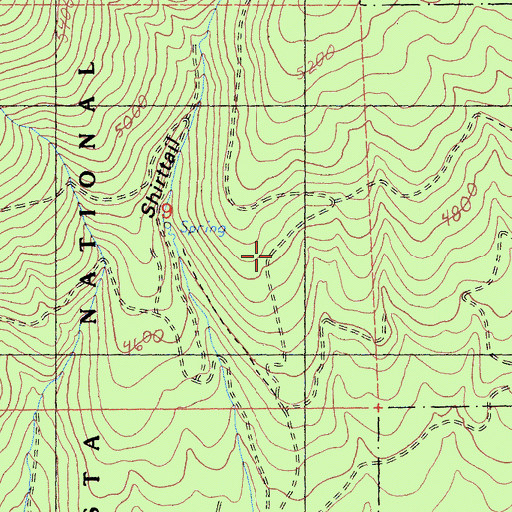 Topographic Map of Shirttail Camp, CA