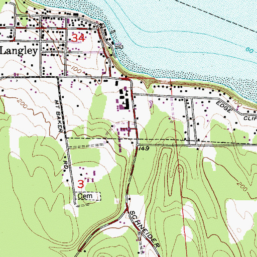 Topographic Map of Island County Fire Protection District 3 South Whidbey Fire / EMS Langley Station 34, WA