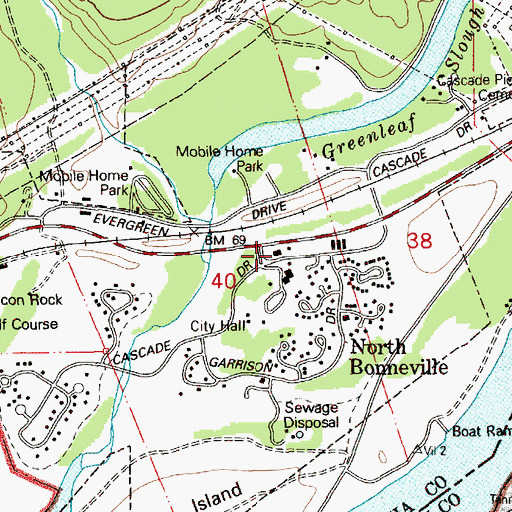 Topographic Map of North Bonneville Fire Department, WA