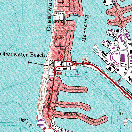 Topographic Map of Clearwater Beach Post Office, FL