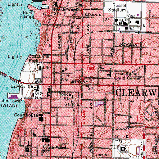 Topographic Map of Cleveland Street Post Office, FL
