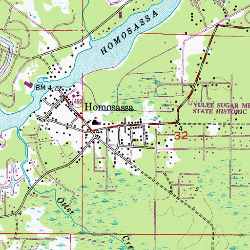 Topographic Map of Homosassa Post Office, FL