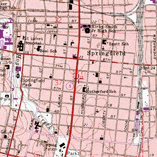 Topographic Map of Springfield Post Office, FL