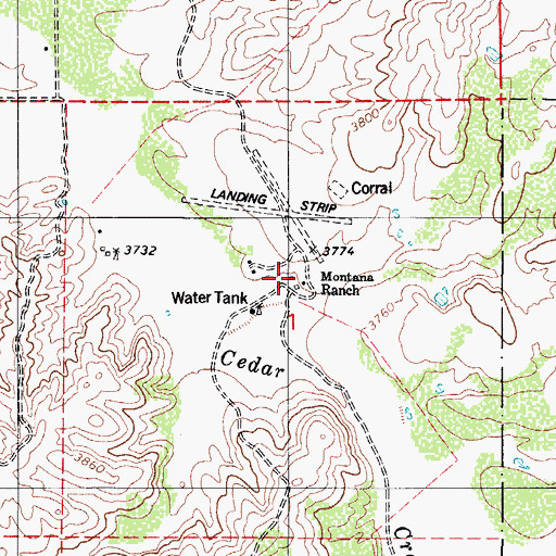 Topographic Map of Clark Ranch, AZ
