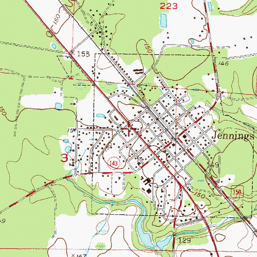 Topographic Map of Jennings Post Office, FL