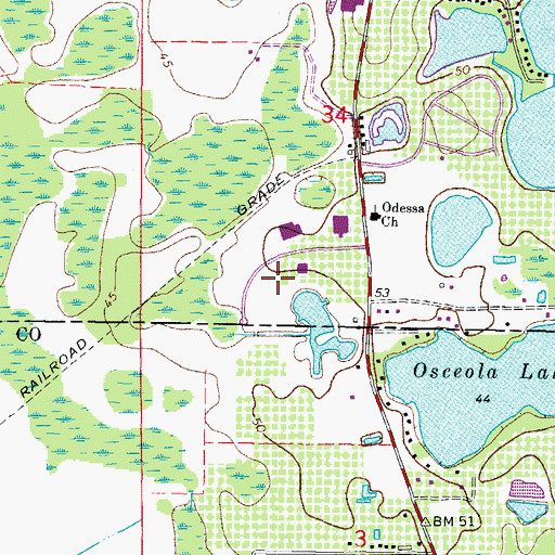 Topographic Map of Odessa Post Office, FL