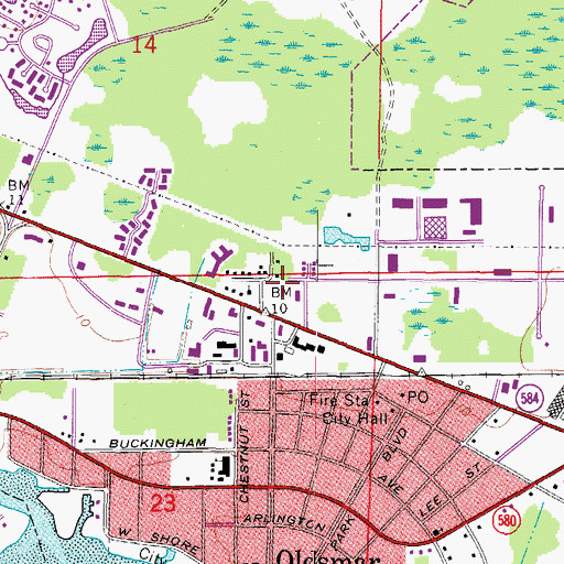 Topographic Map of Oldsmar Post Office, FL
