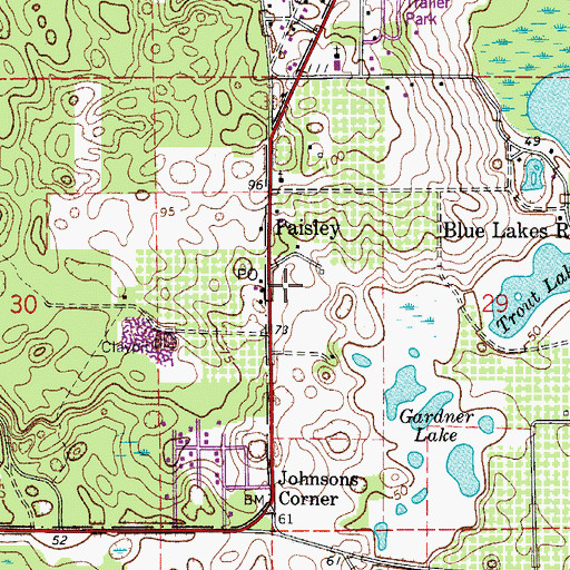 Topographic Map of Paisley Post Office, FL