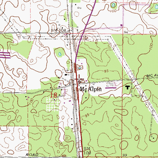 Topographic Map of McAlpin Post Office, FL