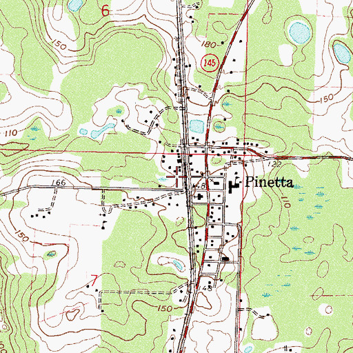 Topographic Map of Pinetta Post Office, FL