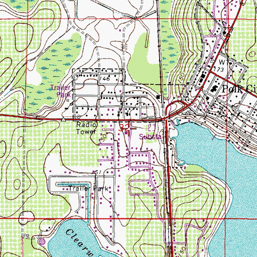 Topographic Map of Pok City Post Office, FL