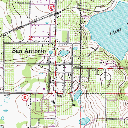 Topographic Map of San Antonio Post Office, FL