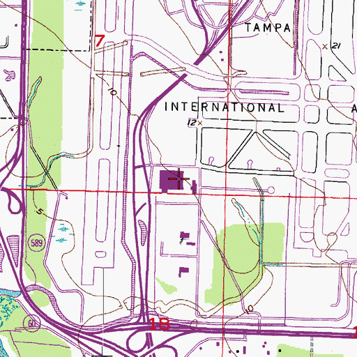 Topographic Map of Tampa Post Office, FL