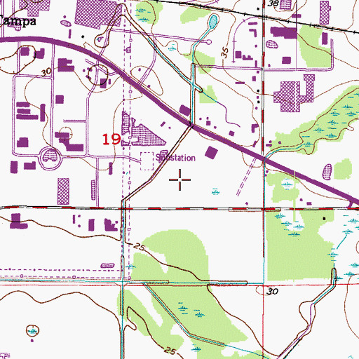Topographic Map of Falkenburg Post Office, FL