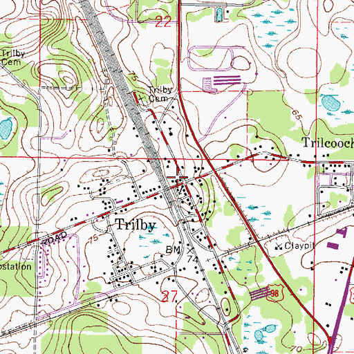 Topographic Map of Trilby Post Office, FL