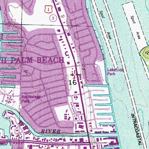 Topographic Map of North Palm Beach Post Office, FL