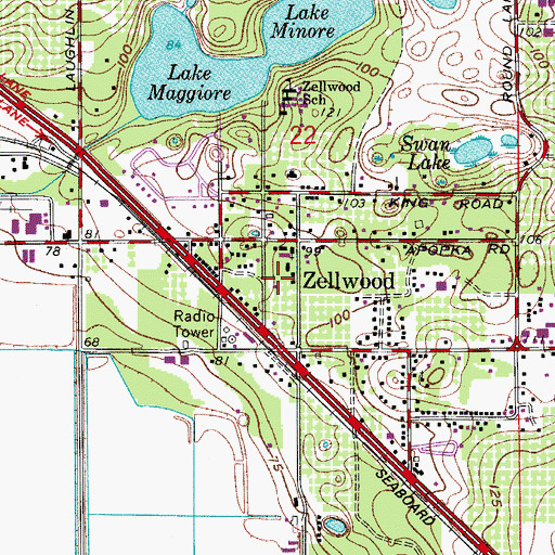 Topographic Map of Zellwood Post Office, FL