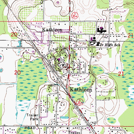 Topographic Map of Kathleen Post Office, FL