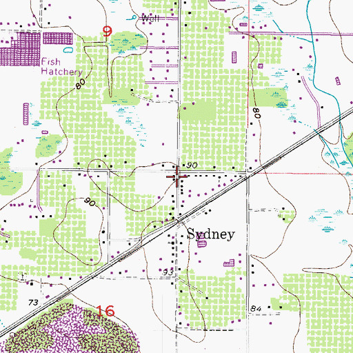 Topographic Map of Sydney Post Office, FL