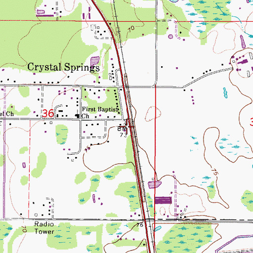 Topographic Map of Crystal Springs Post Office, FL