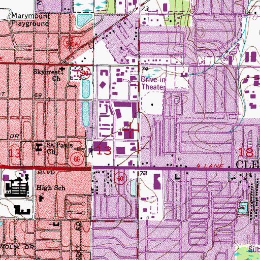 Topographic Map of Clearwater Post Office, FL