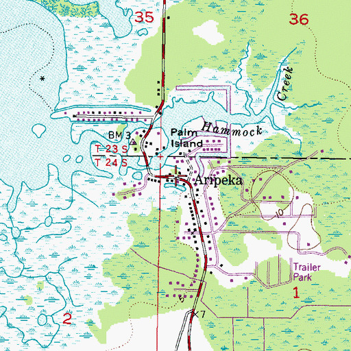 Topographic Map of Aripeka Post Office, FL