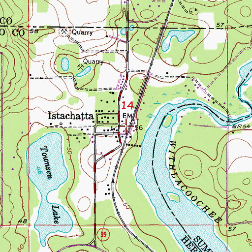 Topographic Map of Istachatta Post Office, FL