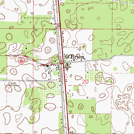 Topographic Map of O'Brien Post Office, FL
