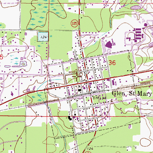 Topographic Map of Glen Saint Mary Post Office, FL