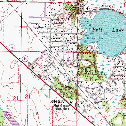 Topographic Map of Pell Lake Post Office, WI