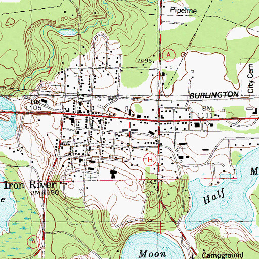 Topographic Map of Iron River Post Office, WI