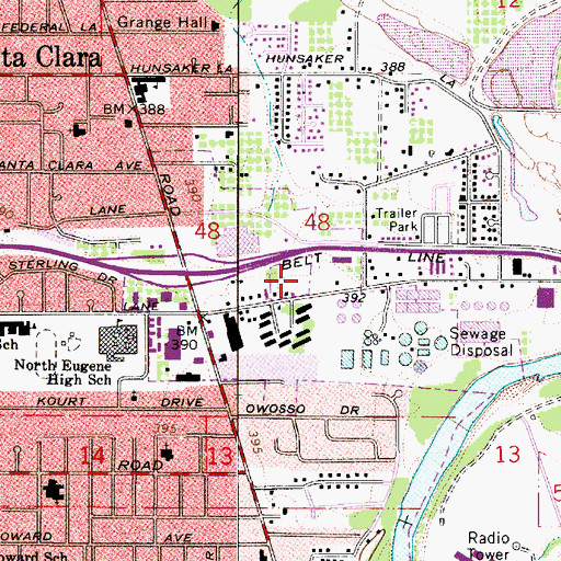 Topographic Map of River Road Post Office, OR