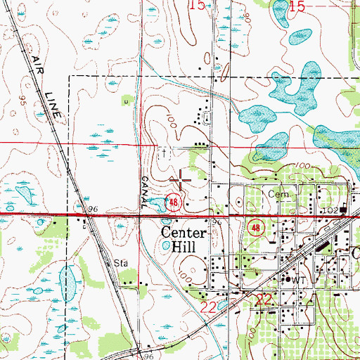Topographic Map of Love Cemetery, FL