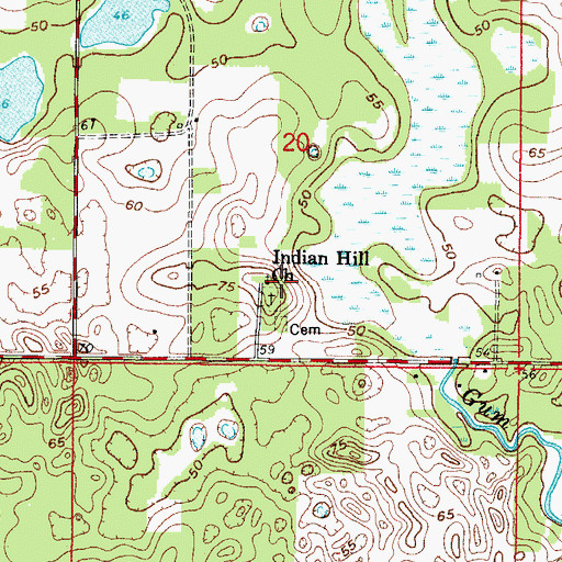 Topographic Map of Indian Hill Cemetery, FL