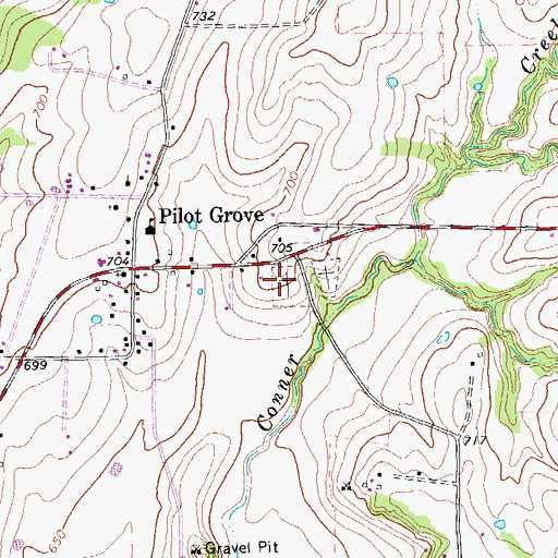 Topographic Map of Pilot Grove Cemetery, TX