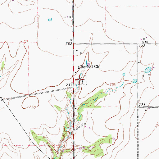 Topographic Map of Bethel Cemetery, TX