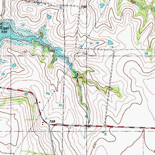 Topographic Map of Batsell Cemetery, TX