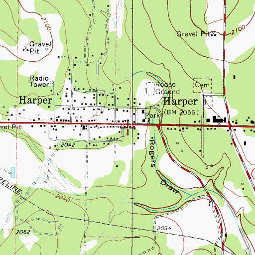 Topographic Map of Harper Post Office, TX