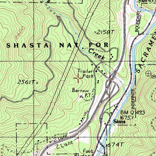 Topographic Map of Sims Station, CA