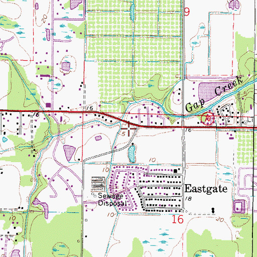 Topographic Map of Braden River Post Office, FL