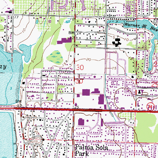 Topographic Map of Palma Sola Post Office, FL