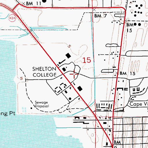 Topographic Map of Cape Canaveral Post Office, FL