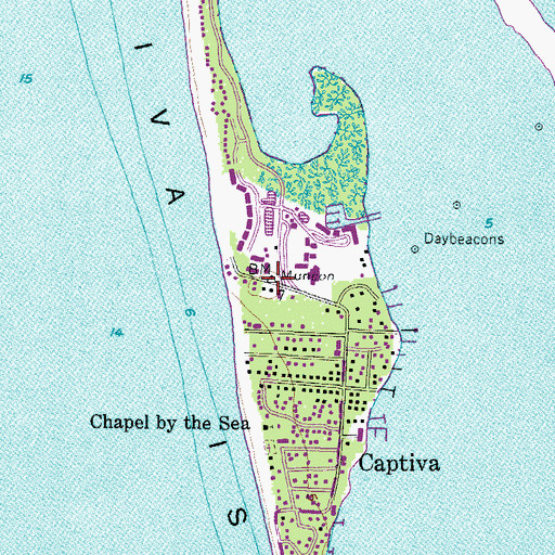 Topographic Map of Captiva Post Office, FL