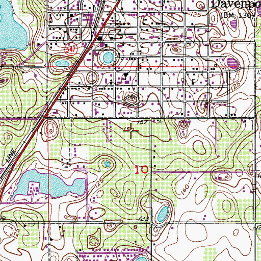 Topographic Map of Davenport Post Office, FL