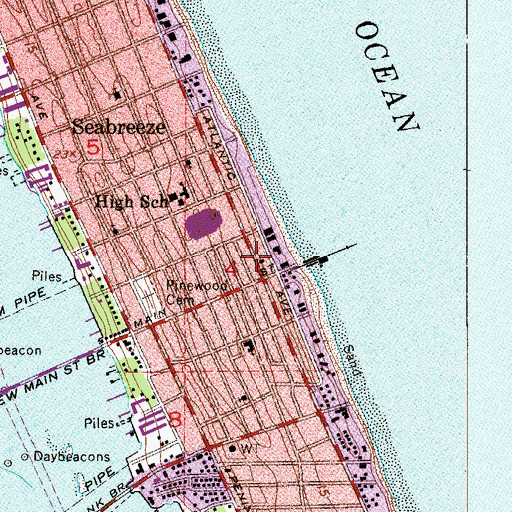 Topographic Map of Daytona Beach Peninsula Post Office, FL