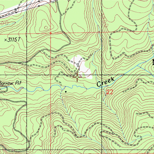 Topographic Map of Burke Ranch, CA